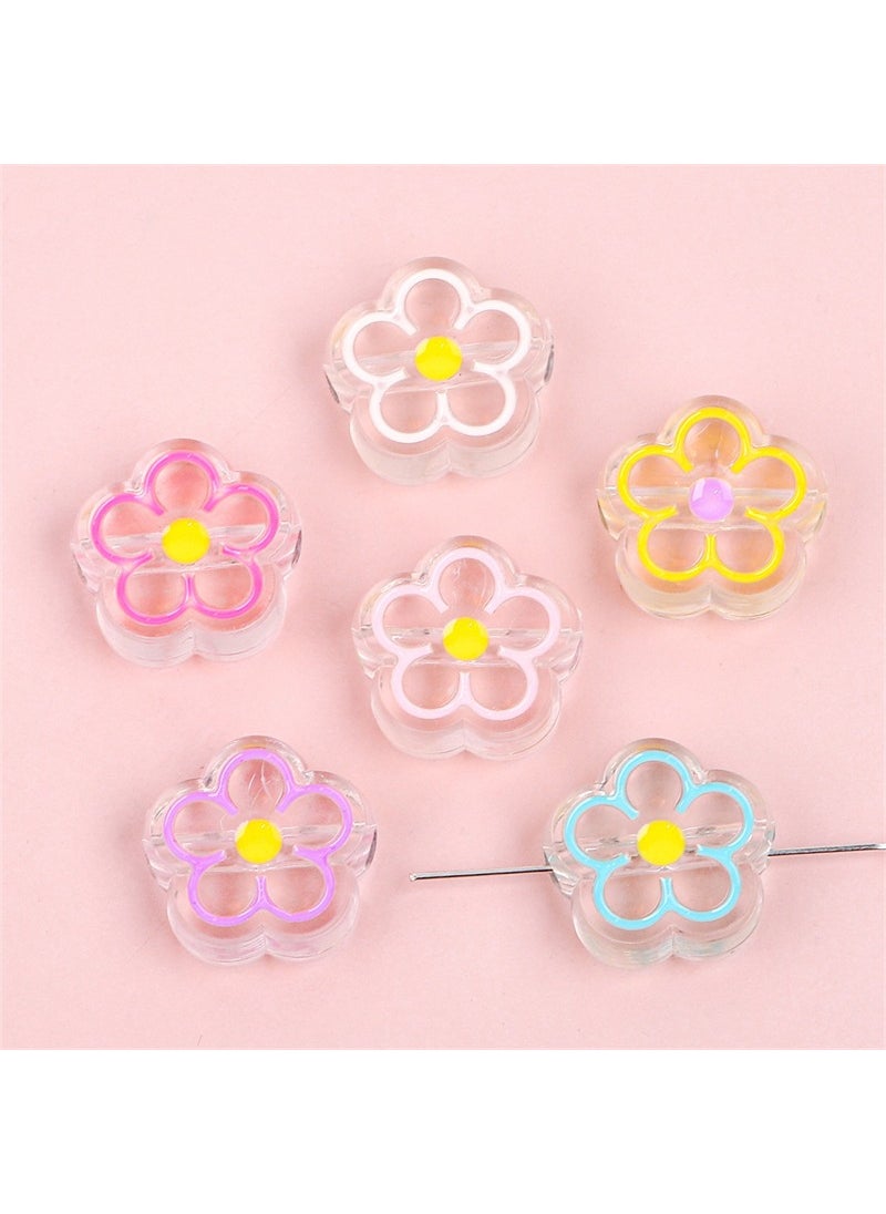 Acrylic Heart Star Charms DIY Jewelry Making Flower mixed color aperture about 3.5mm 6/bag