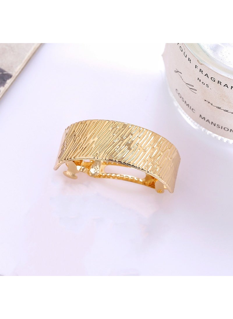 1 x 5 pcs Arc Metal Ponytail Clip Spring Hair Accessory Gold 4.5cm