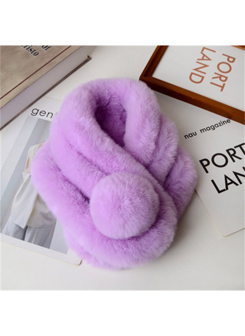 Faux Rabbit Fur Scarf Warm Collar SnoodViolet Violet