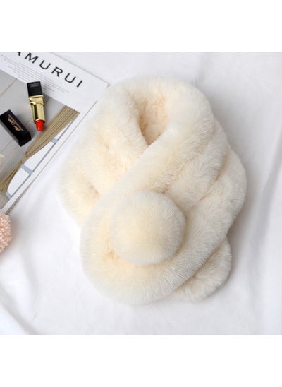 Faux Rabbit Fur Scarf Warm Collar SnoodRice White Rice White