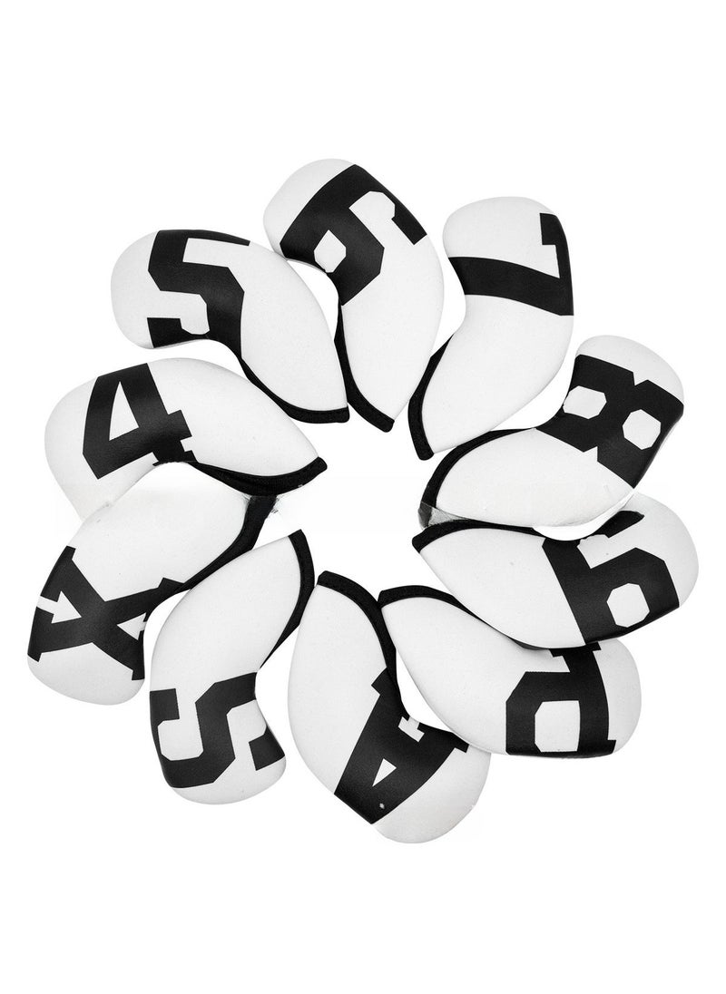 New Scuba Fabric Golf Iron Covers 4-9PSAX10 Set White and Black