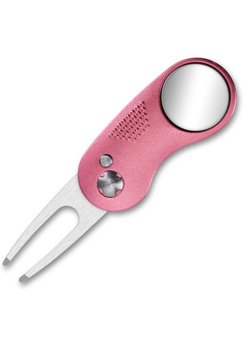 Portable Metal Golf Divot Tool Folding Pink