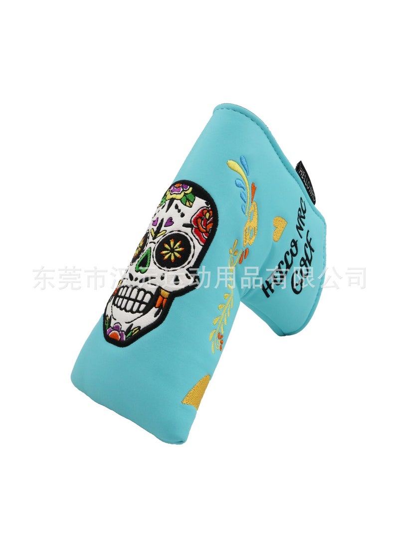 New Skull Golf Club Head Covers Set Putter Straight Blue