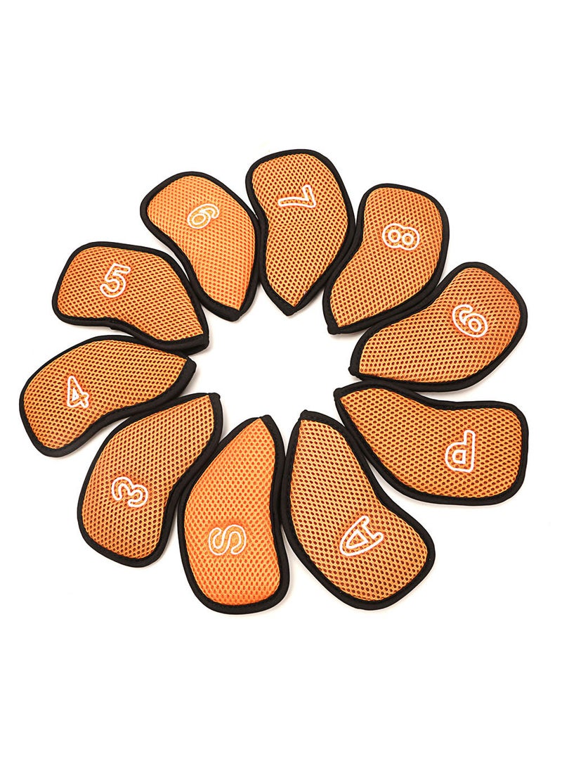 New Golf Iron Covers Mesh 10-Pack Durable Customizable Orange