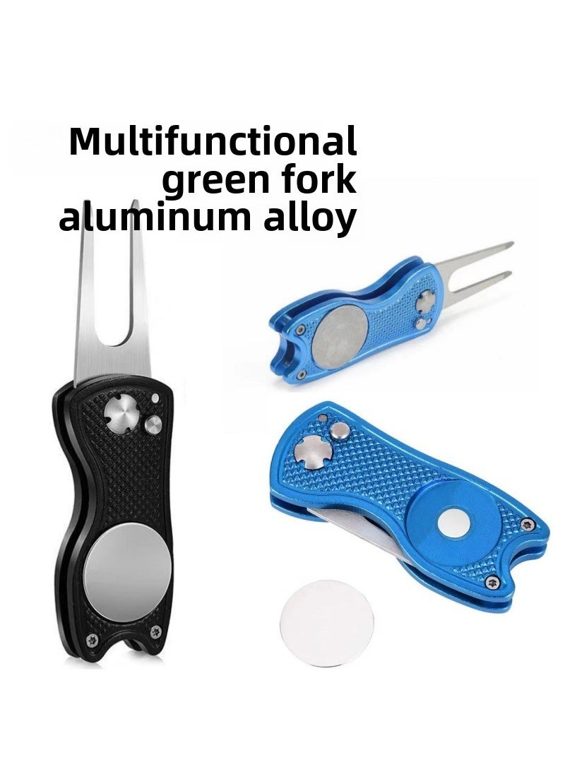 Aluminum Handle Folding Golf Divot Tool Stainless Mini Red