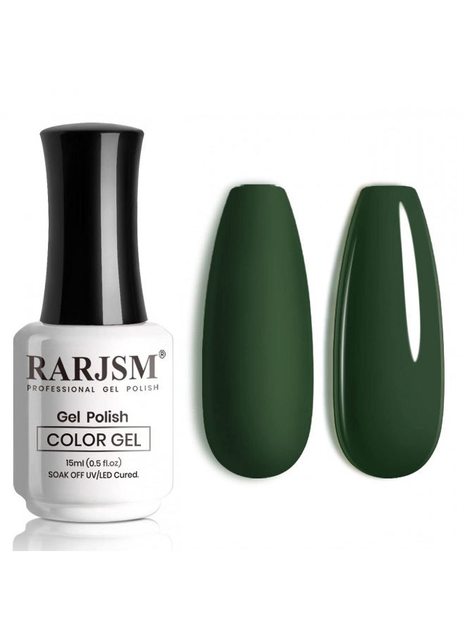 RARJSM Hunter Green Gel Polish, Emerald Green Nailpolish Soak Off UV LED Forest Green Nail Gel Polish Nail Art Starter Manicure Salon DIY at Home