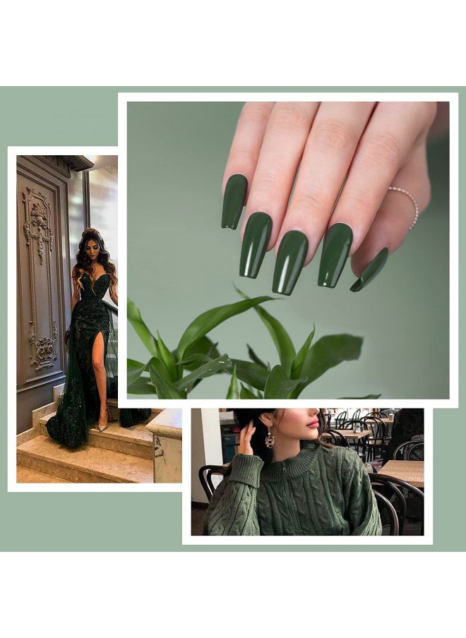 RARJSM Hunter Green Gel Polish, Emerald Green Nailpolish Soak Off UV LED Forest Green Nail Gel Polish Nail Art Starter Manicure Salon DIY at Home