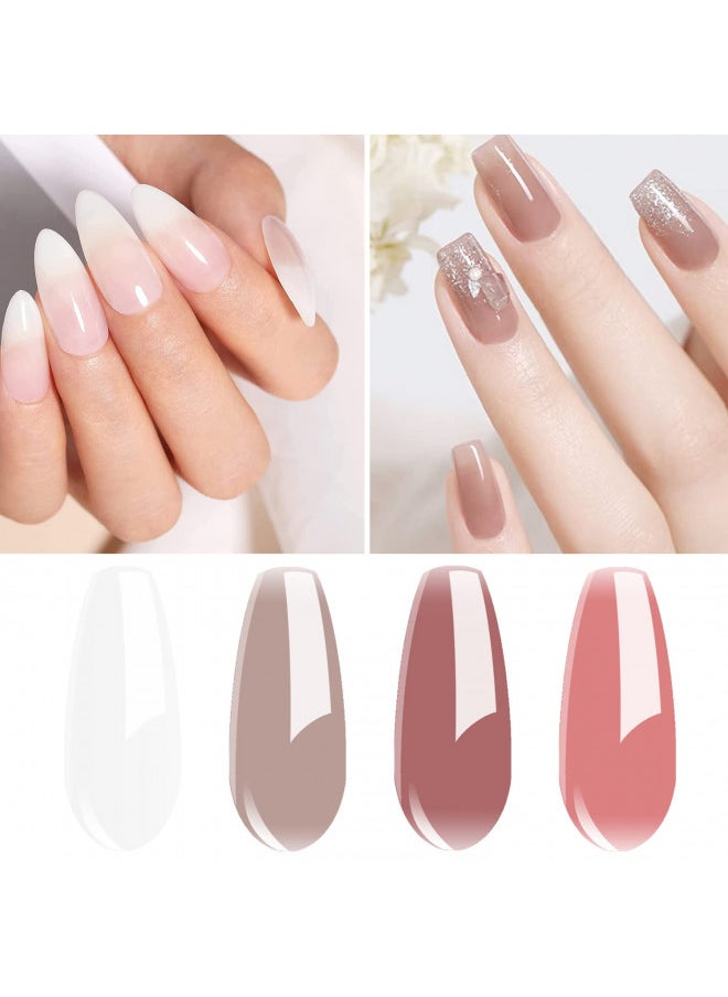 Vishine Gel Nail Polish Kit 4pcs Soak Off Jelly Gel Transparent Milky White Nude Dust Rose Gel Polish Nail Art Manicure Starter Set 8ml