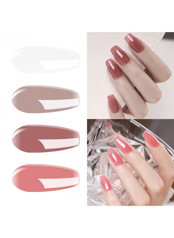 Vishine Gel Nail Polish Kit 4pcs Soak Off Jelly Gel Transparent Milky White Nude Dust Rose Gel Polish Nail Art Manicure Starter Set 8ml