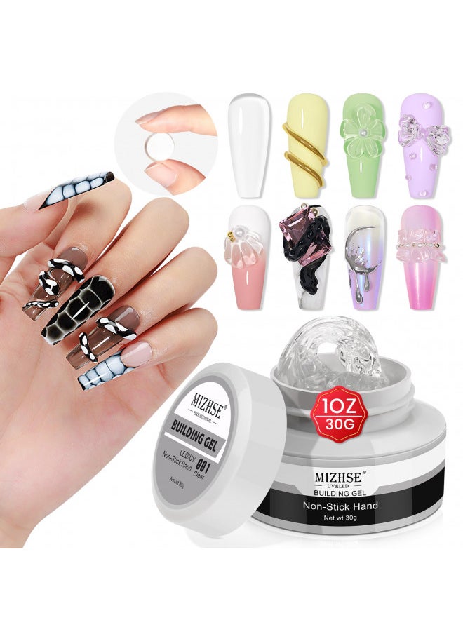 30g Clear Solid Builder Gel For Nails, Hard Gel for Nails Non-Sticky Nail Extension Builder Gel, Nail Strengthen Gel 3D Sculpting Gel For Carving Modeling Gel Nail