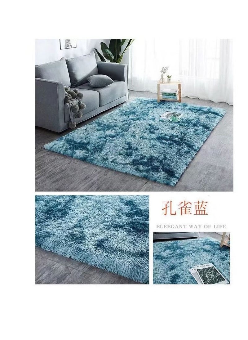 European Furry Living Room Center Carpet Kids Lounge Rug Bedroom Decoration Modern Fluffy Door Mat Gray Blue bathroom Floor Mat blue