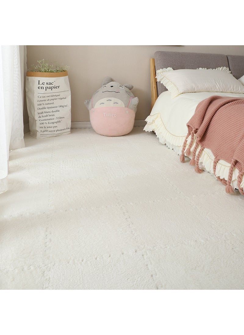 Thick Washable Bedroom Carpet Puzzle White