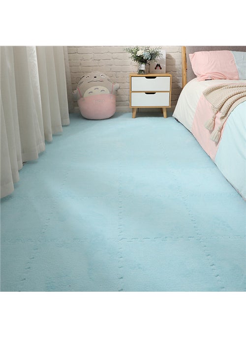 Thick Washable Bedroom Carpet Puzzle Blue