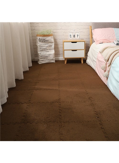 Thick Washable Bedroom Carpet Puzzle Coffee