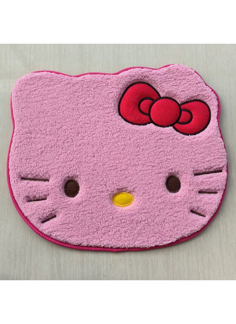 Cartoon floor mat suede cat foot Mat toilet absorbent small mat childrens floor mat a generation of hair Rose Red Cat Head