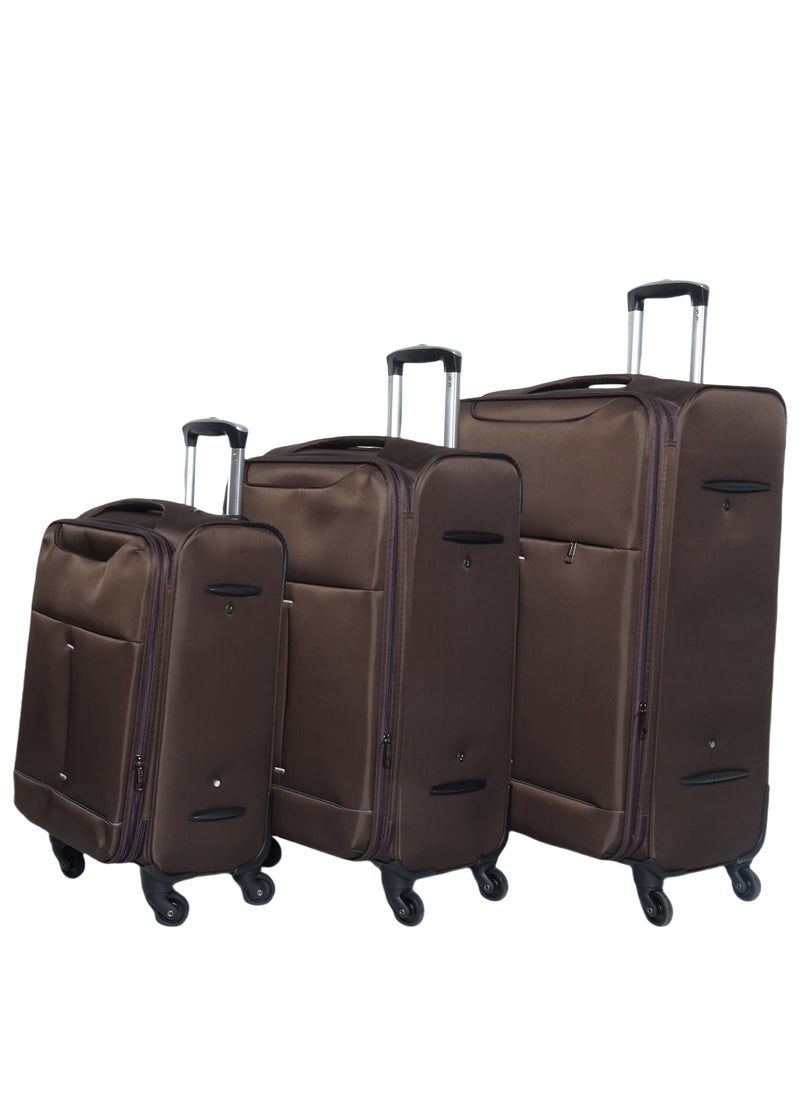 Saw&See 3-Piece Oxford Cloth Luggage Set Universal Wheels with Digital Lock 20/24/28 Inch Brown