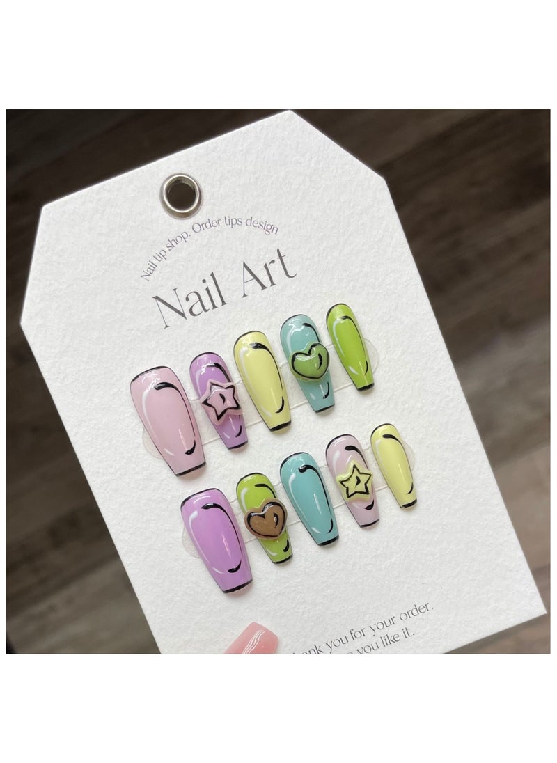 Binzo Beauty Handmade Press On Nails, 10pcs, Nails Art , Acrylic Nails, False Nails, Luxury Collection, Luxury Nails Arts, New Accessories， Wedding Nails，Party Nails.