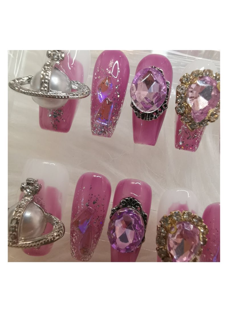 Binzo Beauty Handmade Press On Nails, 10pcs, Nails Art , Acrylic Nails, False Nails, Luxury Collection, Luxury Nails Arts, New Accessories， Wedding Nails，Party Nails.