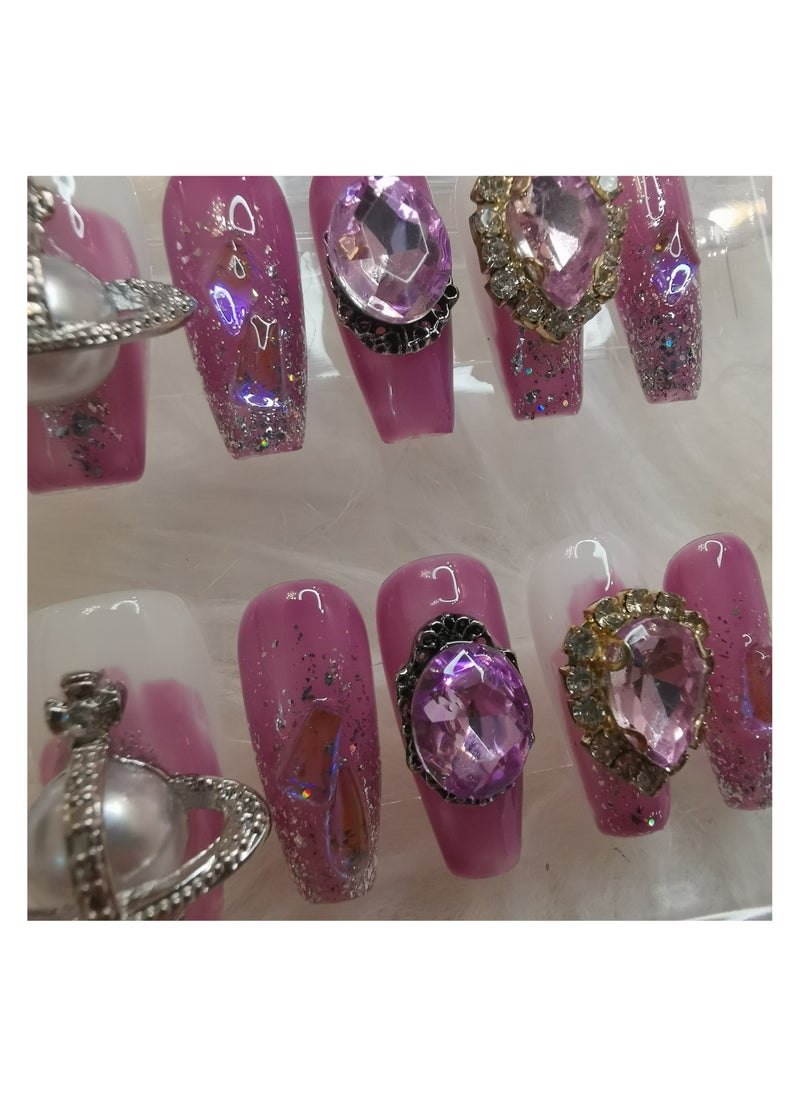 Binzo Beauty Handmade Press On Nails, 10pcs, Nails Art , Acrylic Nails, False Nails, Luxury Collection, Luxury Nails Arts, New Accessories， Wedding Nails，Party Nails.