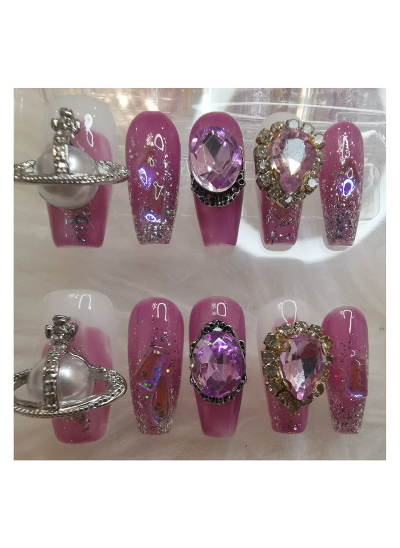 Binzo Beauty Handmade Press On Nails, 10pcs, Nails Art , Acrylic Nails, False Nails, Luxury Collection, Luxury Nails Arts, New Accessories， Wedding Nails，Party Nails.