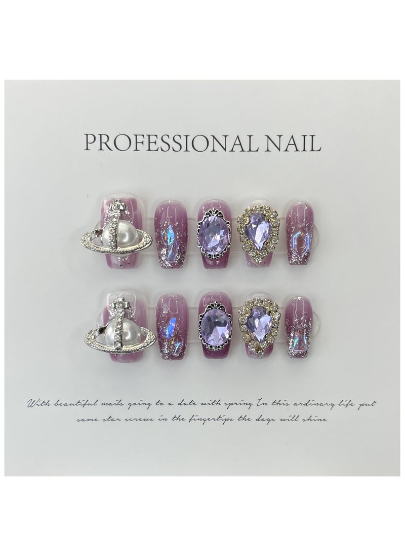 Binzo Beauty Handmade Press On Nails, 10pcs, Nails Art , Acrylic Nails, False Nails, Luxury Collection, Luxury Nails Arts, New Accessories， Wedding Nails，Party Nails.