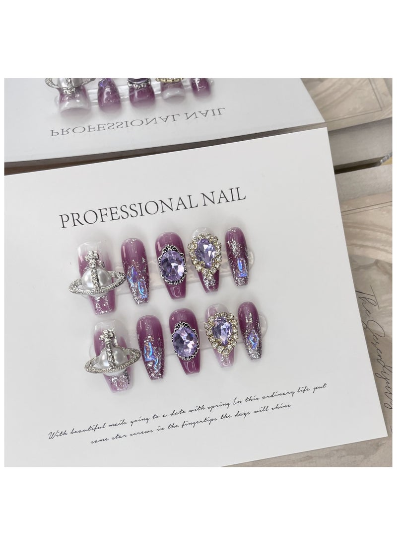 Binzo Beauty Handmade Press On Nails, 10pcs, Nails Art , Acrylic Nails, False Nails, Luxury Collection, Luxury Nails Arts, New Accessories， Wedding Nails，Party Nails.