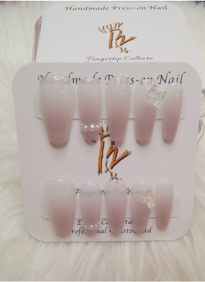 Binzo Beauty Press On Handmade Nails, 10pcs,Nails Art , Acrylic Nails, False Nails，Natually Nails