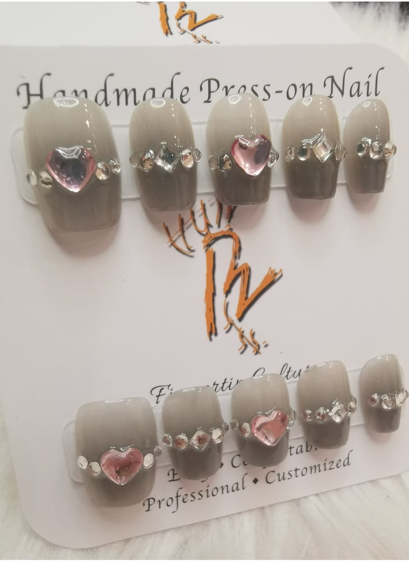 Binzo Beauty Handmade Press On Nails, 10pcs, Nails Art , Acrylic Nails, False Nails, Luxury Collection, Luxury Nails Arts, New Accessories， Wedding Nails，Party Nails.