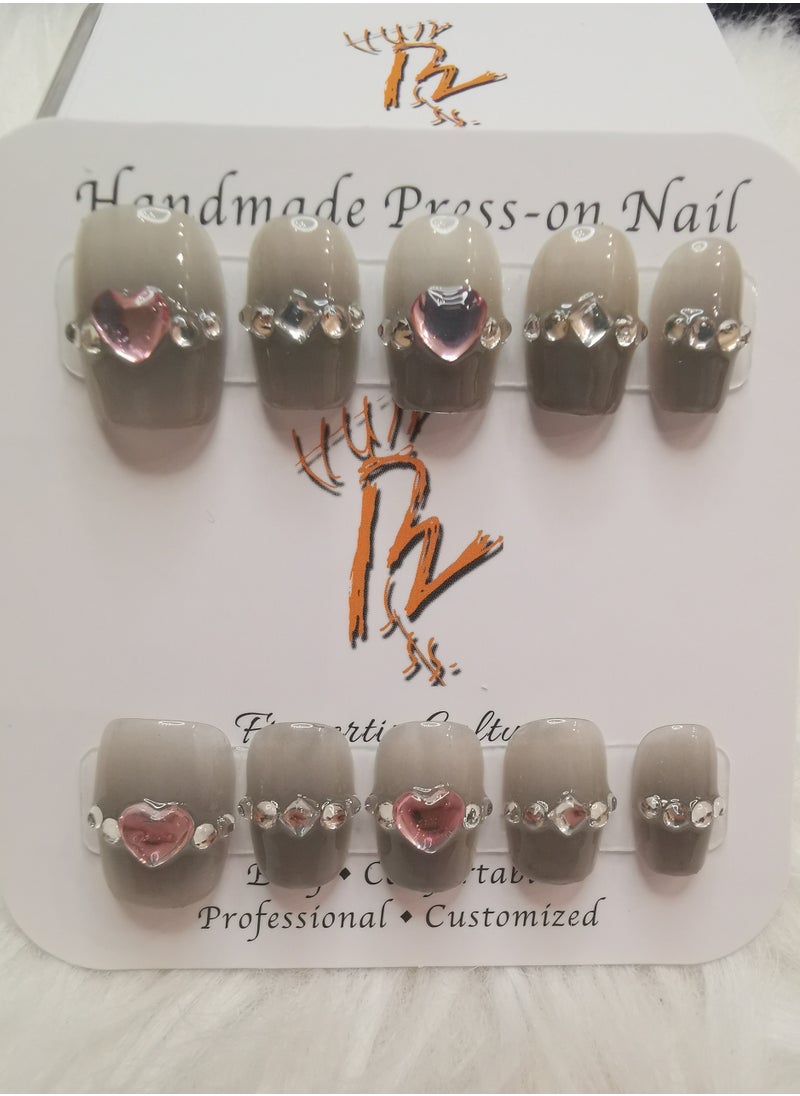 Binzo Beauty Handmade Press On Nails, 10pcs, Nails Art , Acrylic Nails, False Nails, Luxury Collection, Luxury Nails Arts, New Accessories， Wedding Nails，Party Nails.