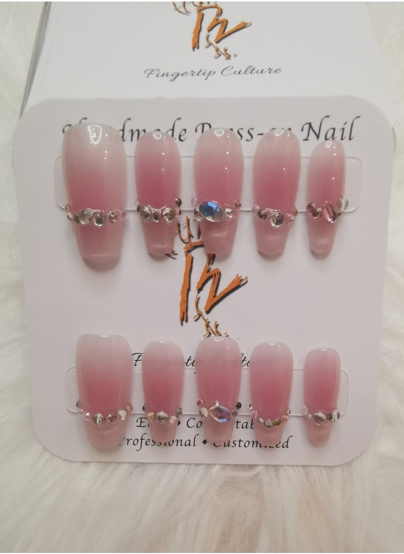 Binzo Beauty Handmade Press On Nails, 10pcs, Nails Art , Acrylic Nails, False Nails, Luxury Collection, Luxury Nails Arts, New Accessories， Wedding Nails，Party Nails.