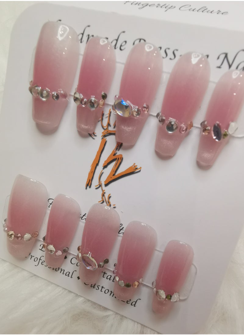 Binzo Beauty Handmade Press On Nails, 10pcs, Nails Art , Acrylic Nails, False Nails, Luxury Collection, Luxury Nails Arts, New Accessories， Wedding Nails，Party Nails.