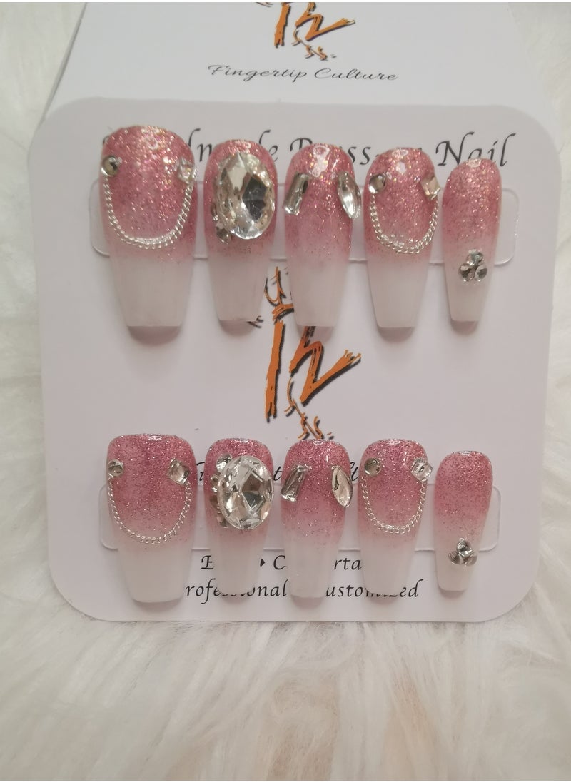 Binzo Beauty Handmade Press On Nails, 10pcs, Nails Art , Acrylic Nails, False Nails, Luxury Collection, Luxury Nails Arts, New Accessories， Wedding Nails，Party Nails.