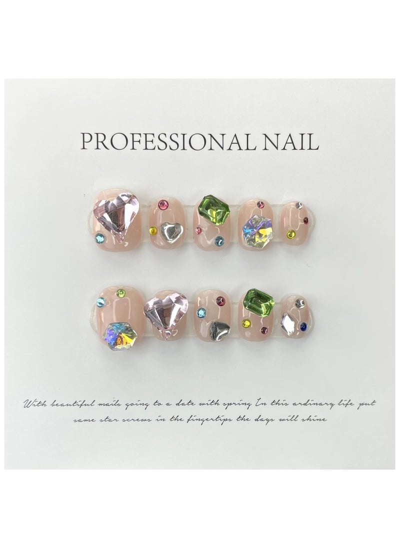 Binzo Beauty Handmade Press On Nails, 10pcs, Nails Art , Acrylic Nails, False Nails, Luxury Collection, Luxury Nails Arts, New Accessories， Wedding Nails，Party Nails.