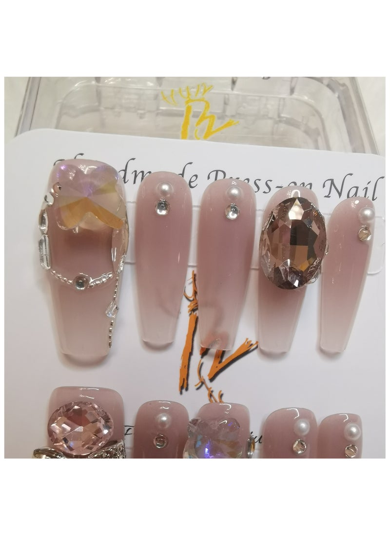 Binzo Beauty Handmade Press On Nails, 10pcs, Nails Art , Acrylic Nails, False Nails, Luxury Collection, Luxury Nails Arts, New Accessories， Wedding Nails，Party Nails.