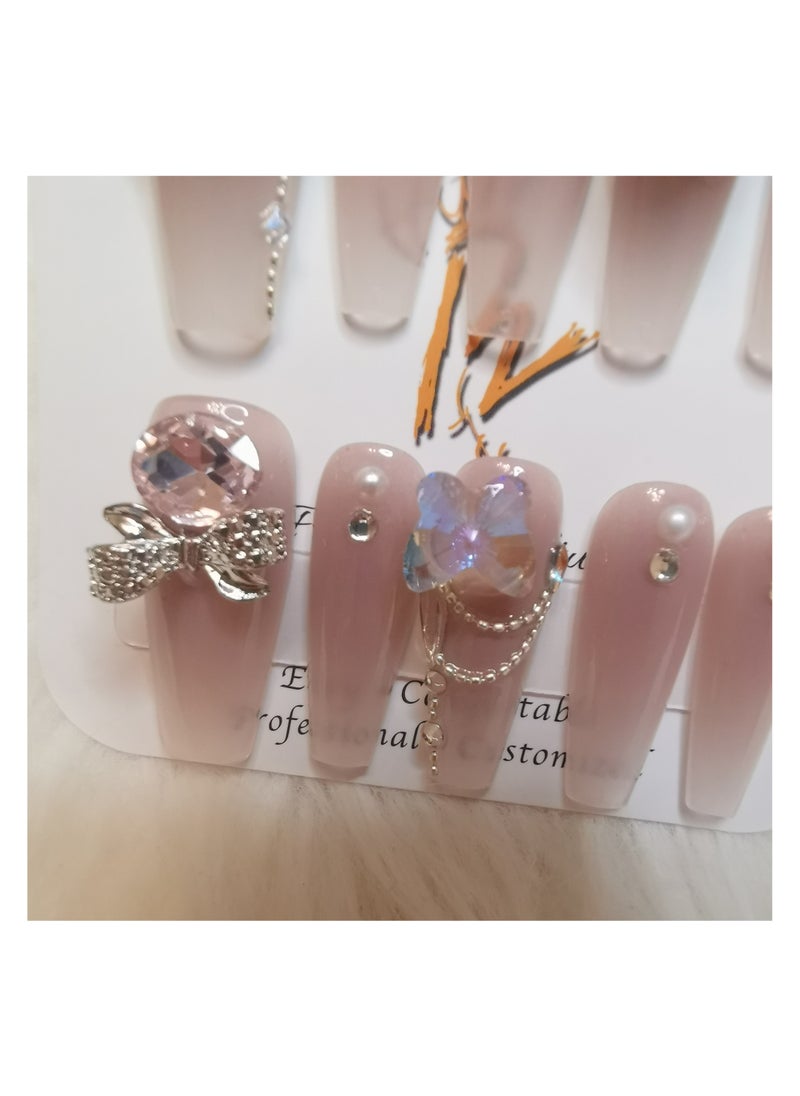 Binzo Beauty Handmade Press On Nails, 10pcs, Nails Art , Acrylic Nails, False Nails, Luxury Collection, Luxury Nails Arts, New Accessories， Wedding Nails，Party Nails.