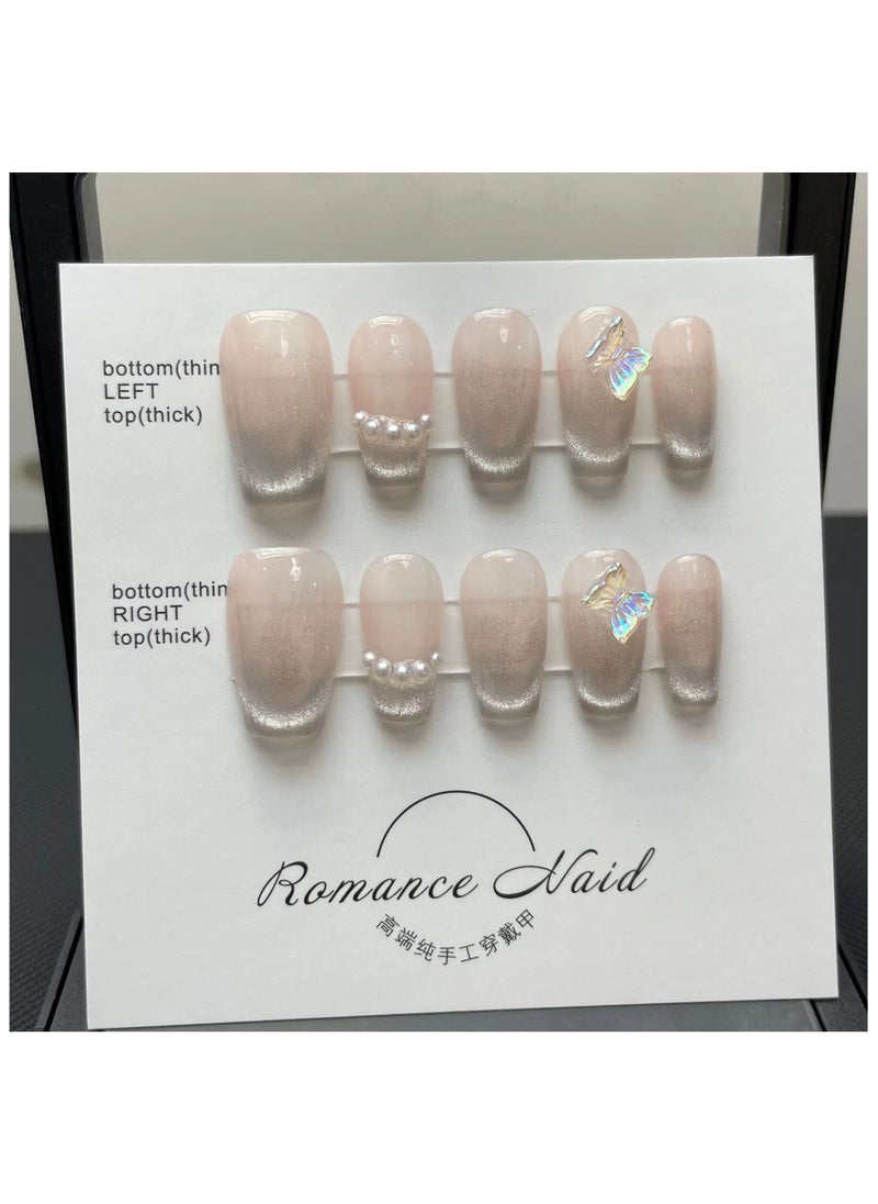 Binzo Beauty Press On Handmade Nails, 10pcs,Nails Art , Acrylic Nails, False Nails，Natually Nails