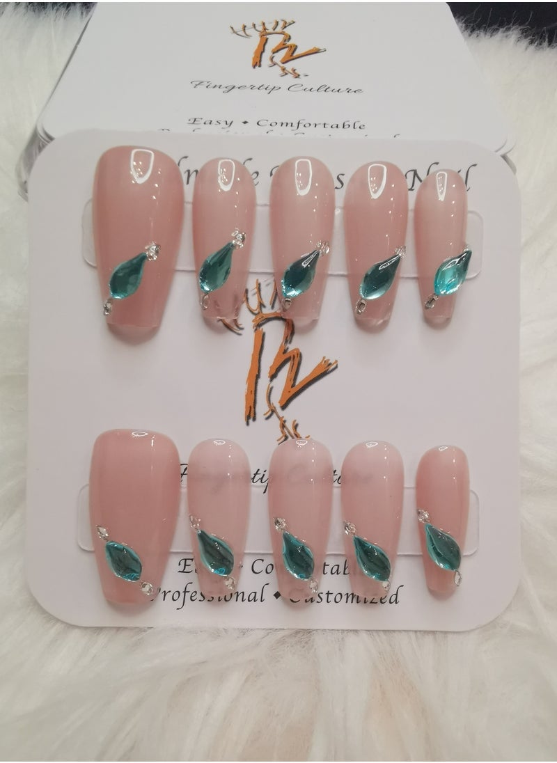 Binzo Beauty Handmade Press On Nails, 10pcs, Nails Art , Acrylic Nails, False Nails, Luxury Collection, Luxury Nails Arts, New Accessories， Wedding Nails，Party Nails.