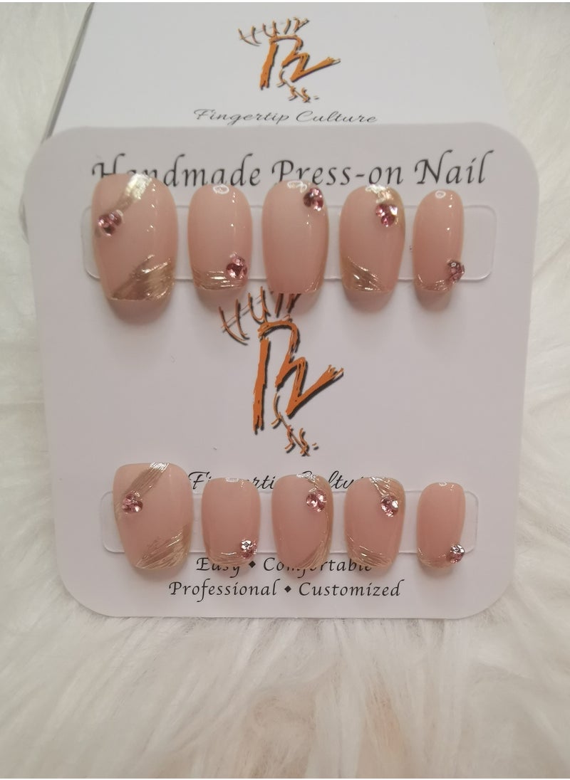 Binzo Beauty Handmade Press On Nails, 10pcs, Nails Art , Acrylic Nails, False Nails, Luxury Collection, Luxury Nails Arts, New Accessories， Wedding Nails，Party Nails.