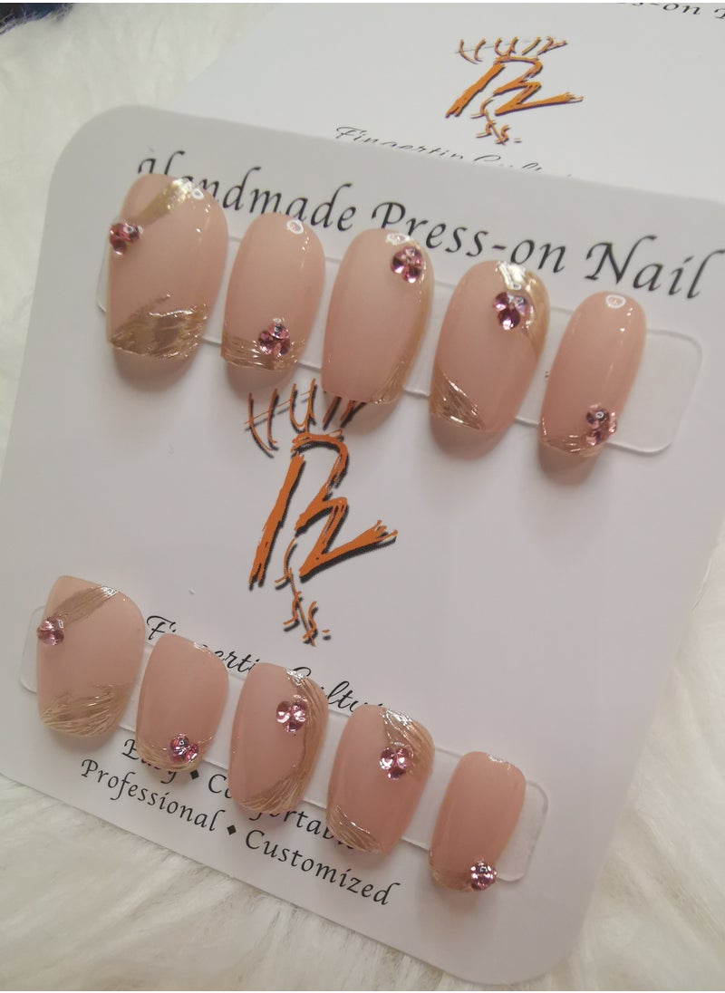 Binzo Beauty Handmade Press On Nails, 10pcs, Nails Art , Acrylic Nails, False Nails, Luxury Collection, Luxury Nails Arts, New Accessories， Wedding Nails，Party Nails.