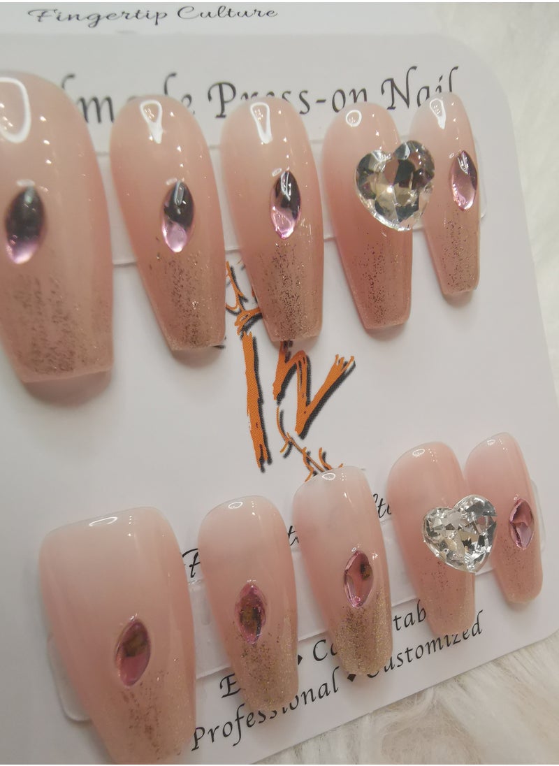 Binzo Beauty Handmade Press On Nails, 10pcs, Nails Art , Acrylic Nails, False Nails, Luxury Collection, Luxury Nails Arts, New Accessories， Wedding Nails，Party Nails.