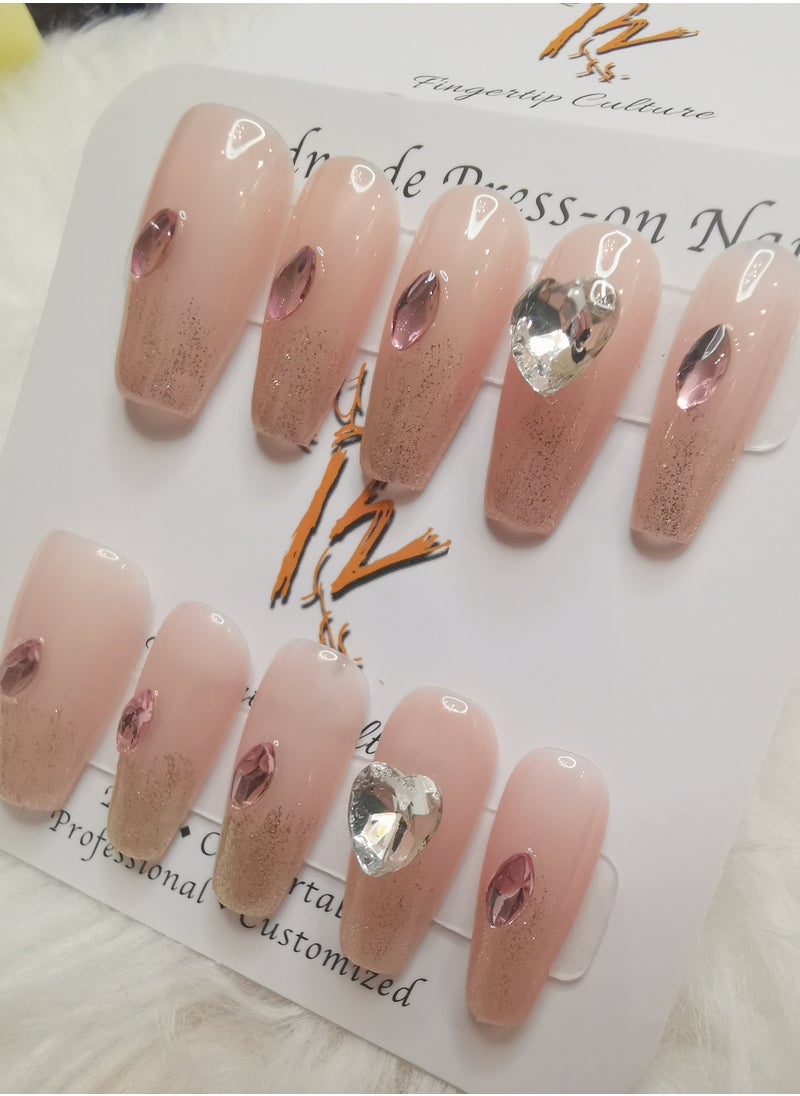 Binzo Beauty Handmade Press On Nails, 10pcs, Nails Art , Acrylic Nails, False Nails, Luxury Collection, Luxury Nails Arts, New Accessories， Wedding Nails，Party Nails.