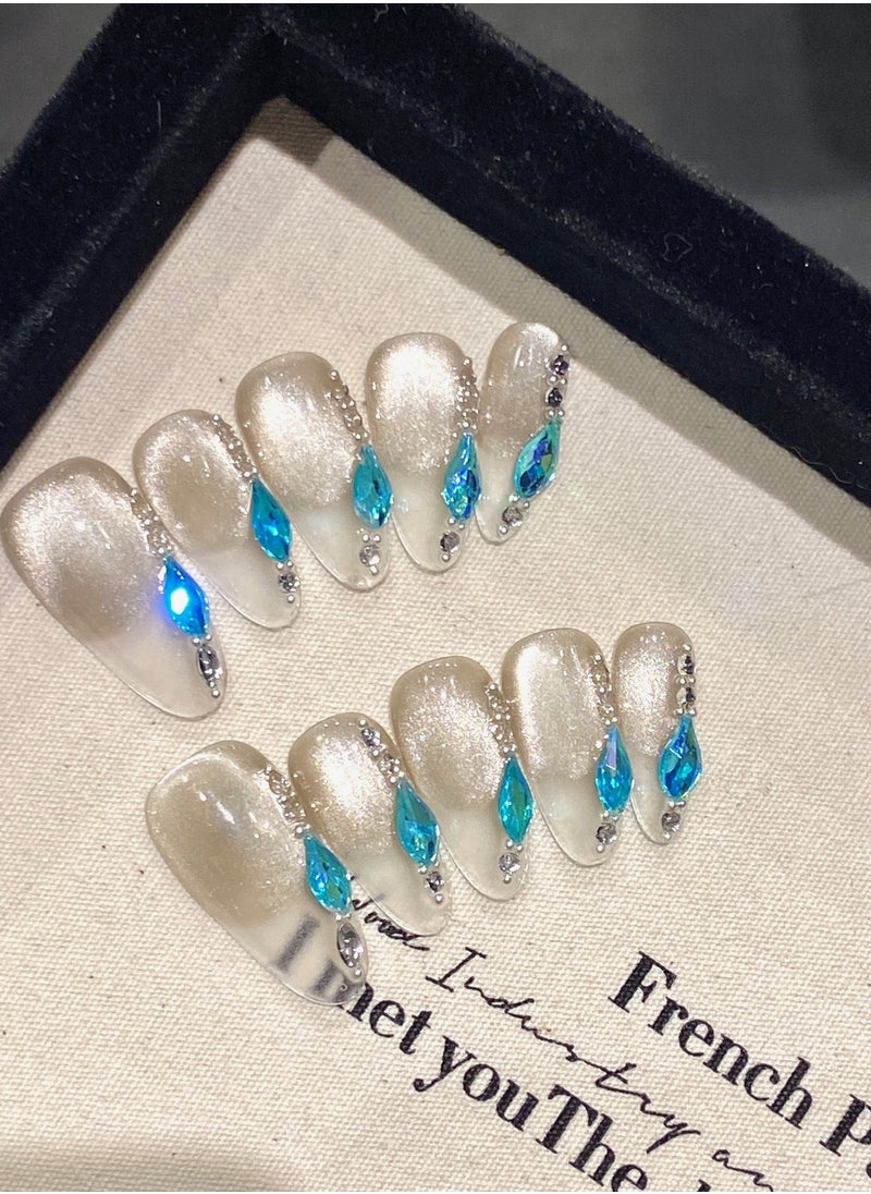 Binzo Beauty Handmade Press On Nails, 10pcs, Nails Art , Acrylic Nails, False Nails, Luxury Collection, Luxury Nails Arts, New Accessories， Wedding Nails，Party Nails.