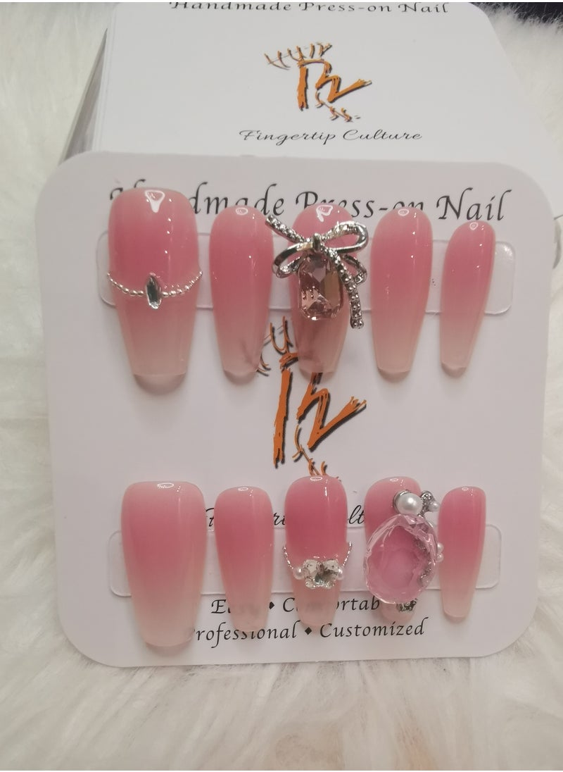 Binzo Beauty Handmade Press On Nails, 10pcs, Nails Art , Acrylic Nails, False Nails, Luxury Collection, Luxury Nails Arts, New Accessories， Wedding Nails，Party Nails.