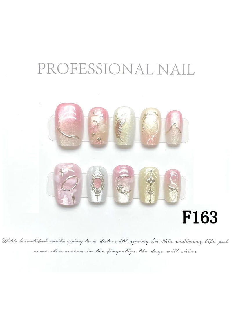 Binzo Beauty Press On Handmade Nails, 10pcs,Nails Art , Acrylic Nails, False Nails，Natually Nails