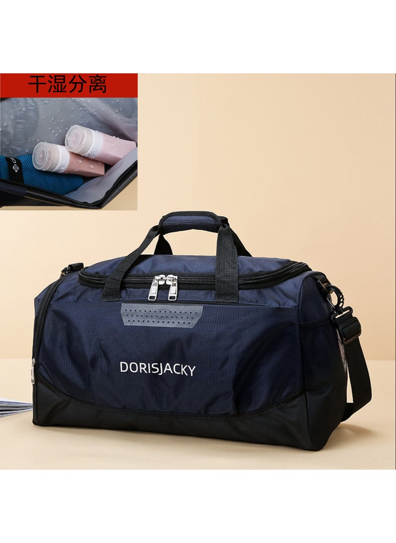 1 x 5 pcs Large Capacity Travel Duffel with Shoe Compartment Dark Blue [independent shoe position + dry and wet separation]]