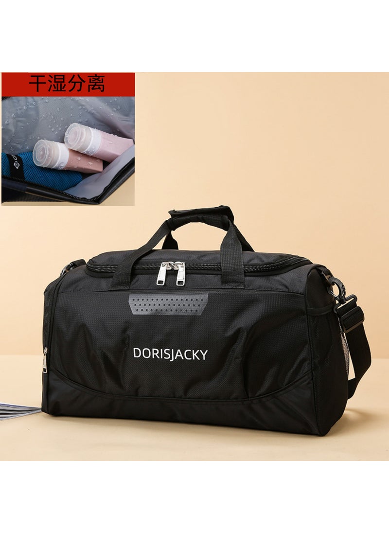 1 x 5 pcs Large Capacity Travel Duffel with Shoe Compartment Black [independent shoe position + dry and wet separation]]