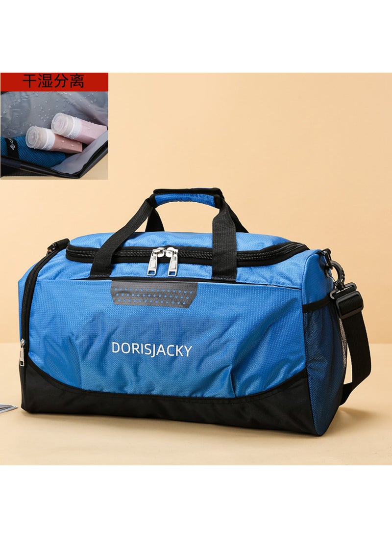 1 x 5 pcs Large Capacity Travel Duffel with Shoe Compartment Blue [independent shoe position + dry and wet separation]]