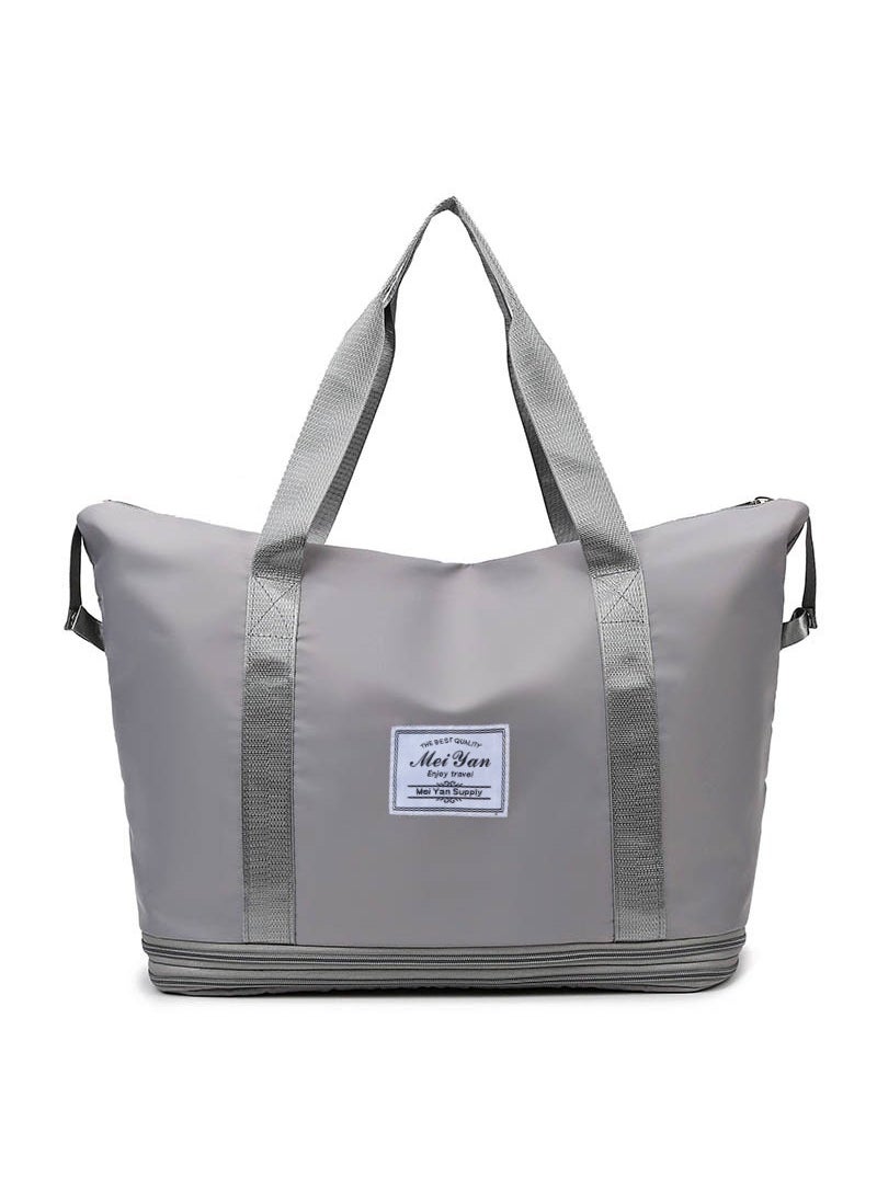 2024 New Double Layer Expandable Travel Bag with Wet-Dry Separation Grey