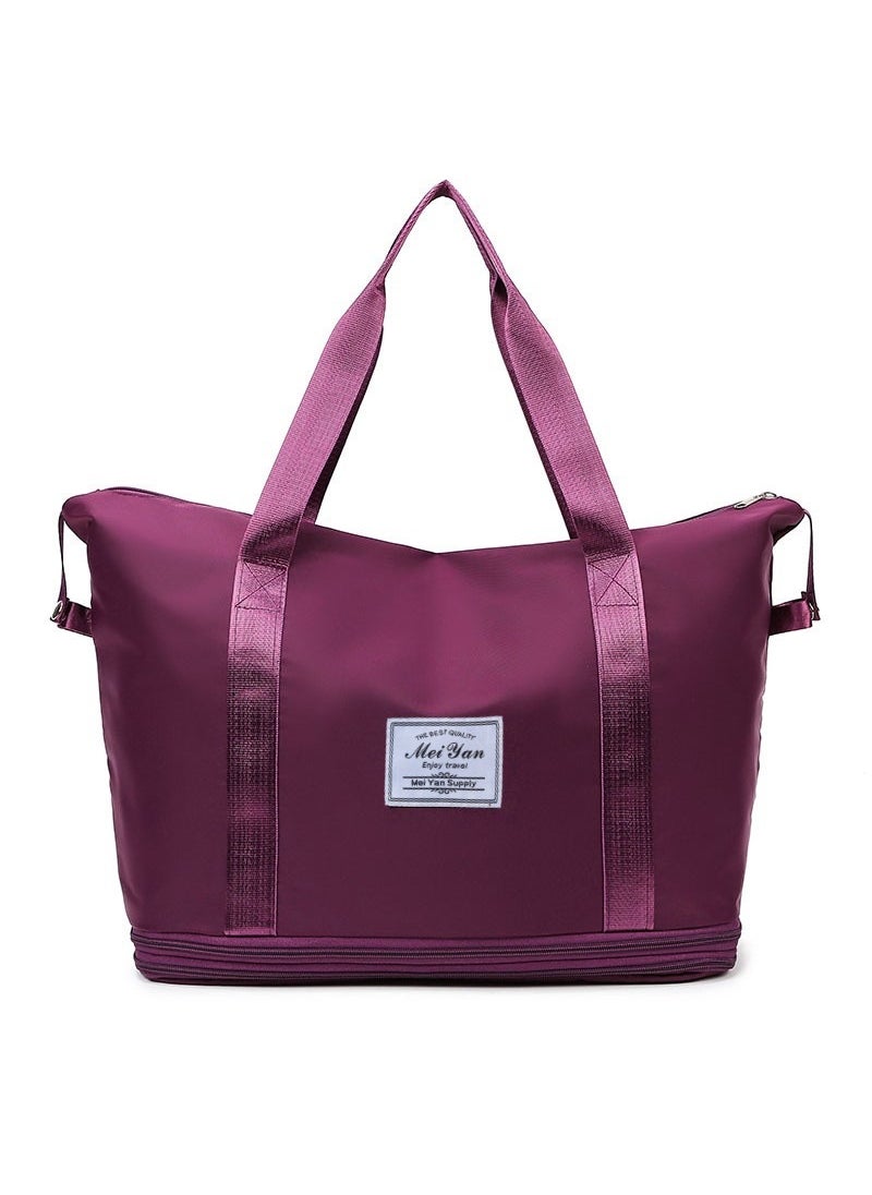 2024 New Double Layer Expandable Travel Bag with Wet-Dry Separation Fuchsia