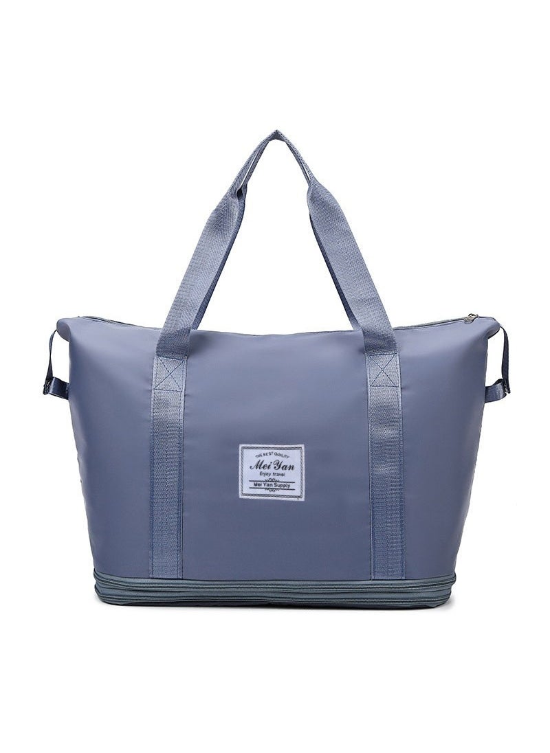 2024 New Double Layer Expandable Travel Bag with Wet-Dry Separation Mist Blue